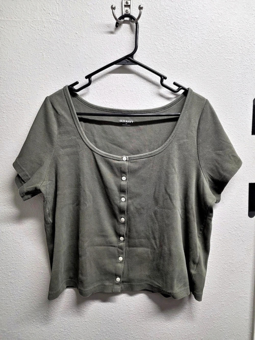 Old Navy Ribbed Short Sleeve Top in Green Size 2X